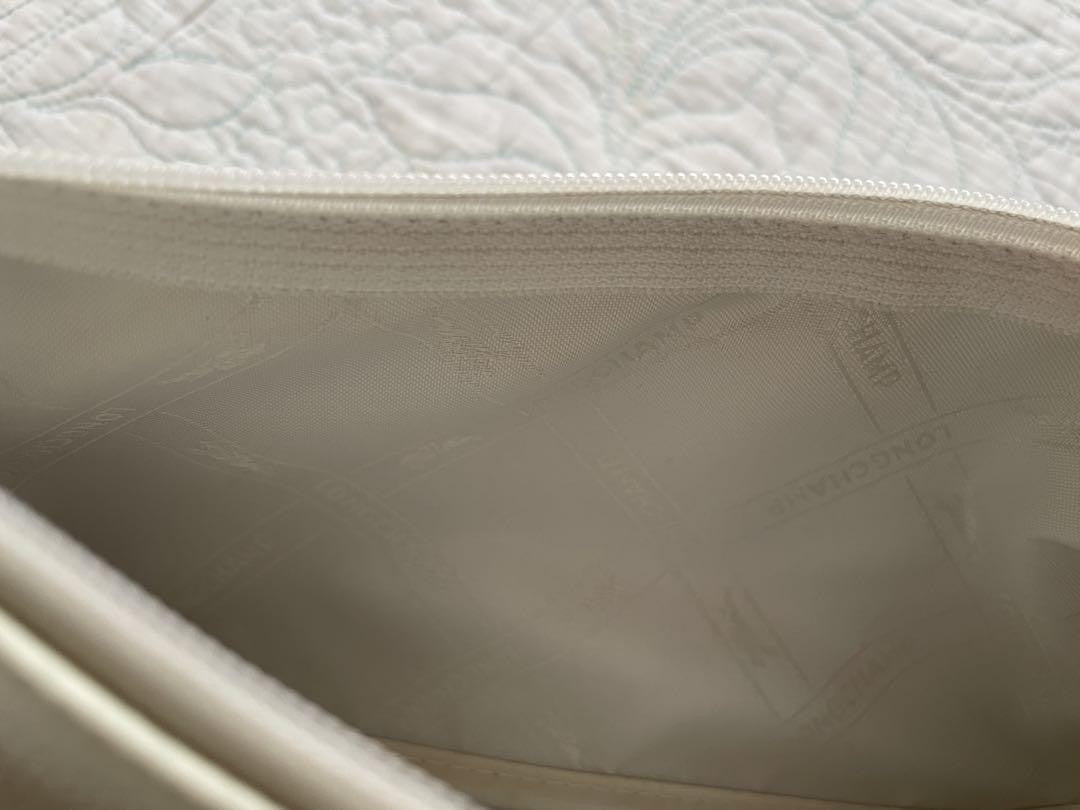 Longchamp Shoulder Bag Purse Leather White Authentic