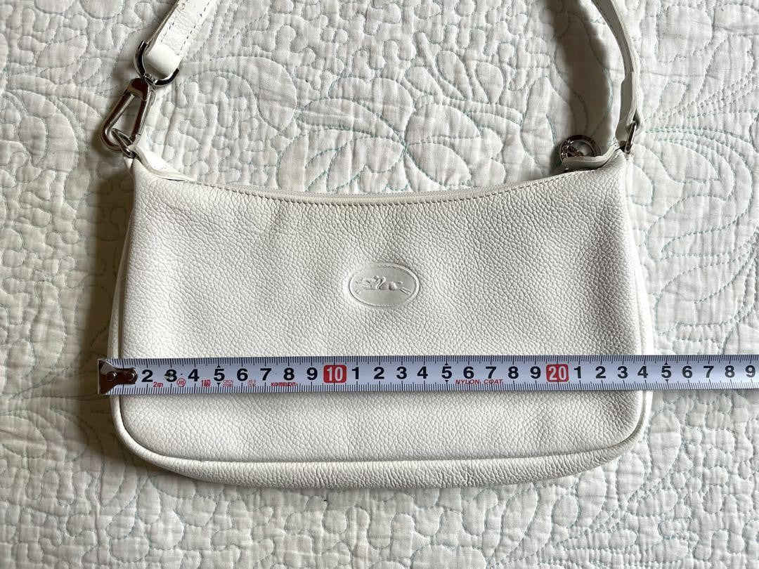 Longchamp Shoulder Bag Purse Leather White Authentic