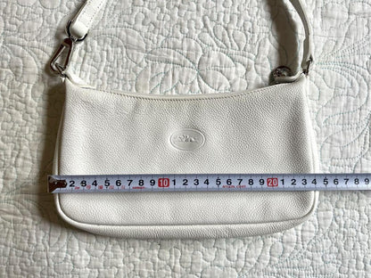 Longchamp Shoulder Bag Purse Leather White Authentic