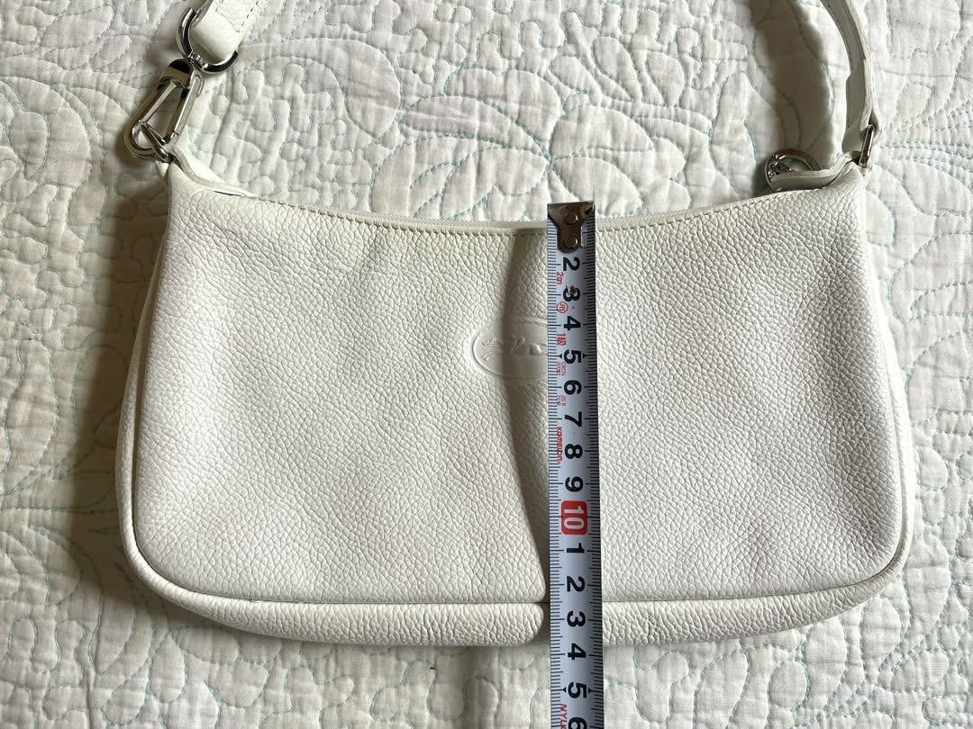 Longchamp Shoulder Bag Purse Leather White Authentic