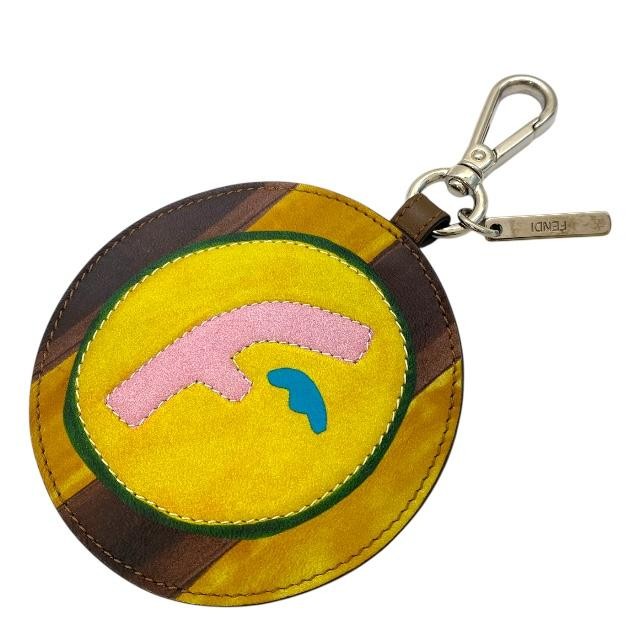 FENDI Bag Charm Key Holder Strap Leather Multicolor Authentic