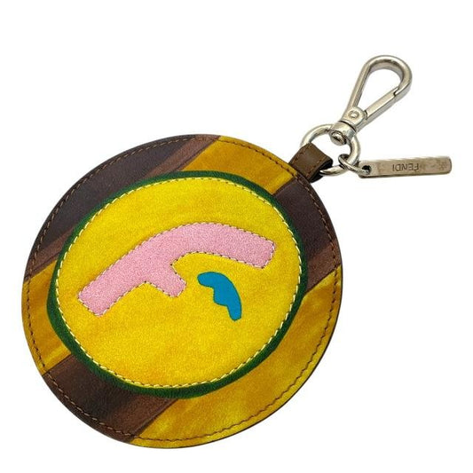 FENDI Bag Charm Key Holder Strap Leather Multicolor Authentic