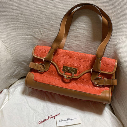 Salvatore Ferragamo Shoulder Bag Purse Gancini Authentic