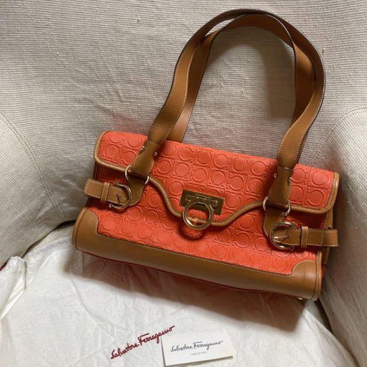 Salvatore Ferragamo Shoulder Bag Purse Gancini Authentic