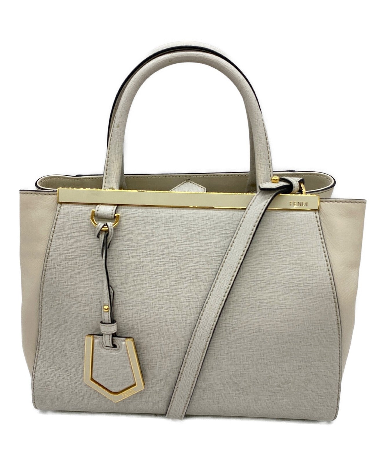 FENDI Hand Shoulder Bag Tote Purse 2way Beige Authentic