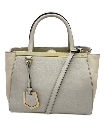 FENDI Hand Shoulder Bag Tote Purse 2way Beige Authentic