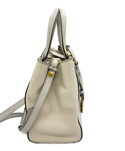 FENDI Hand Shoulder Bag Tote Purse 2way Beige Authentic