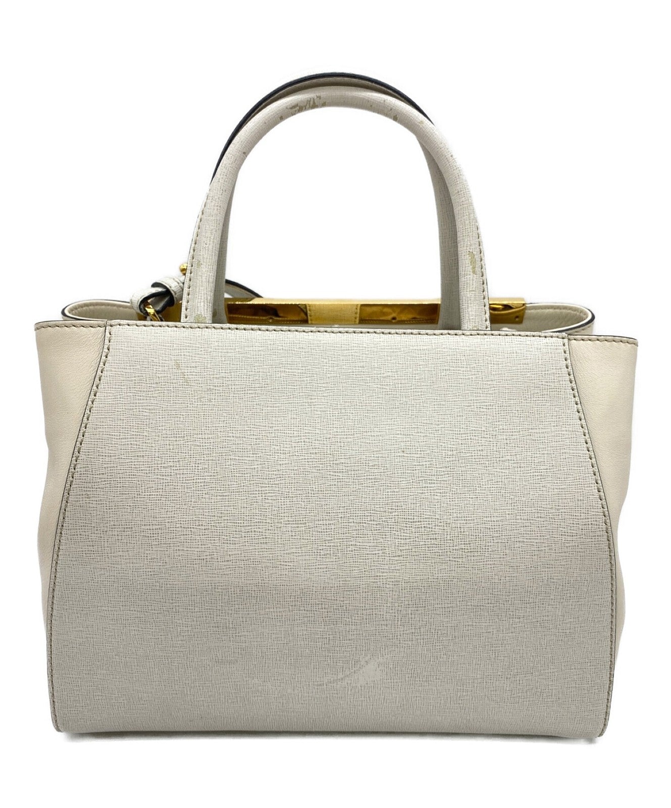 FENDI Hand Shoulder Bag Tote Purse 2way Beige Authentic