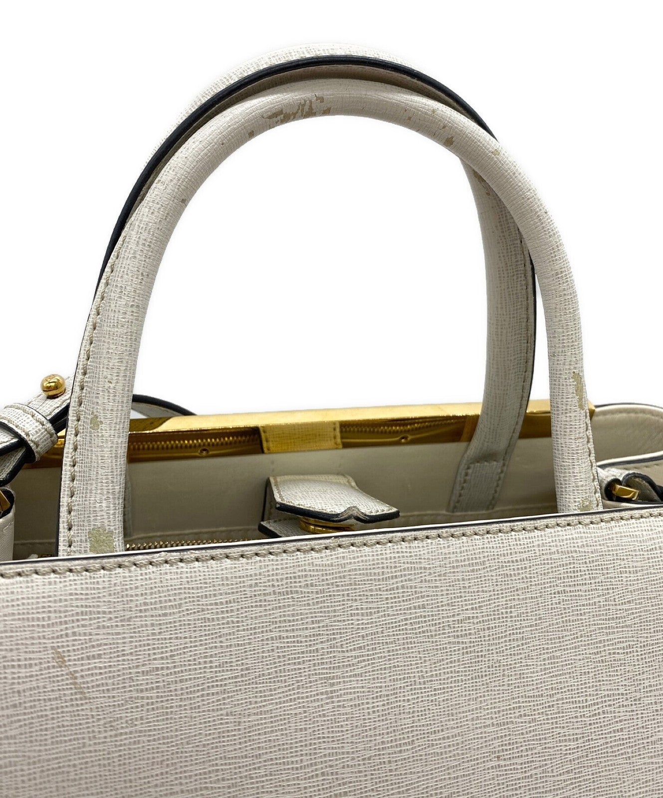 FENDI Hand Shoulder Bag Tote Purse 2way Beige Authentic