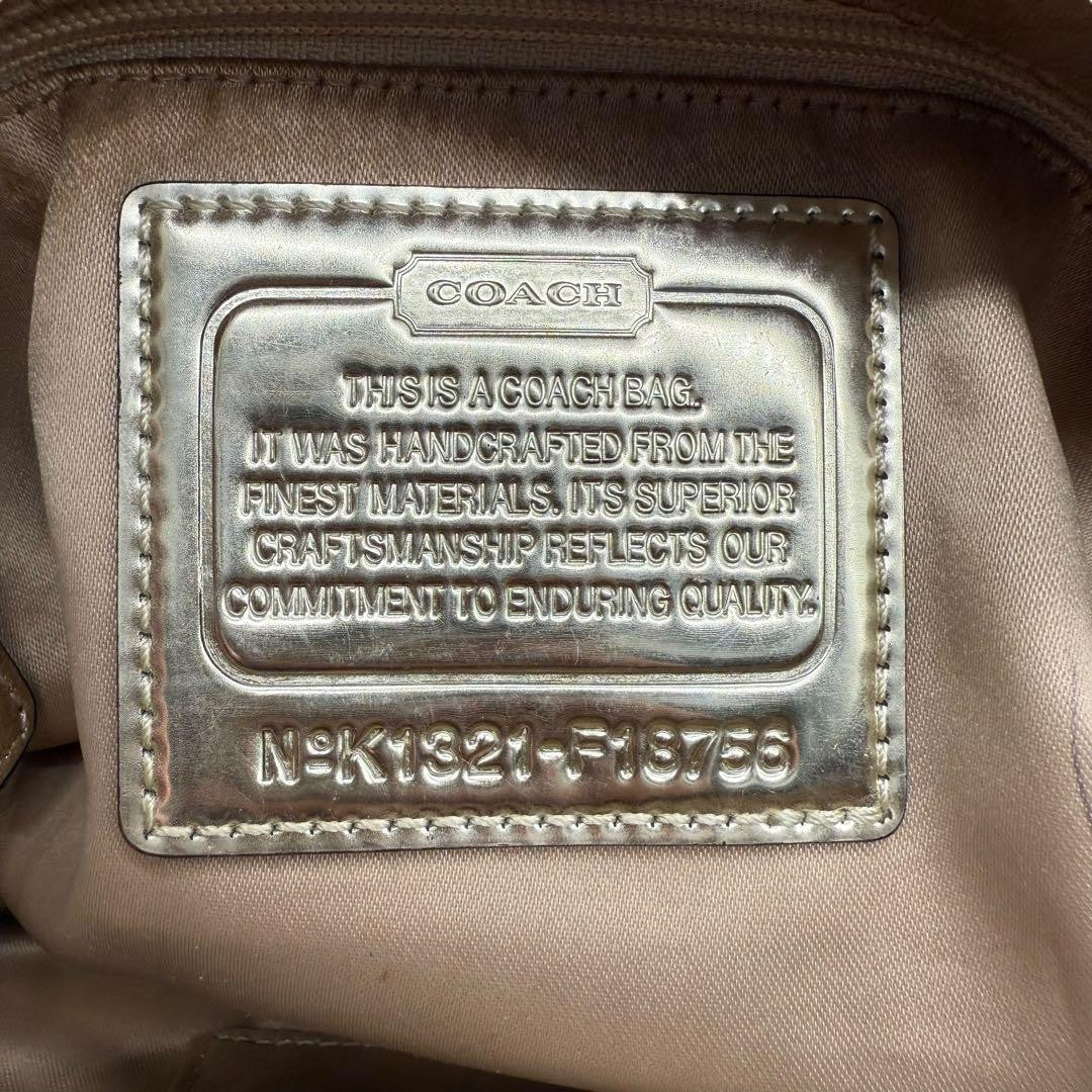 COACH Shoulder Bag Purse 2way Turn Lock Gold Brown Authentic
