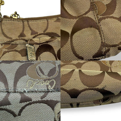 COACH Shoulder Bag Purse 2way Turn Lock Gold Brown Authentic