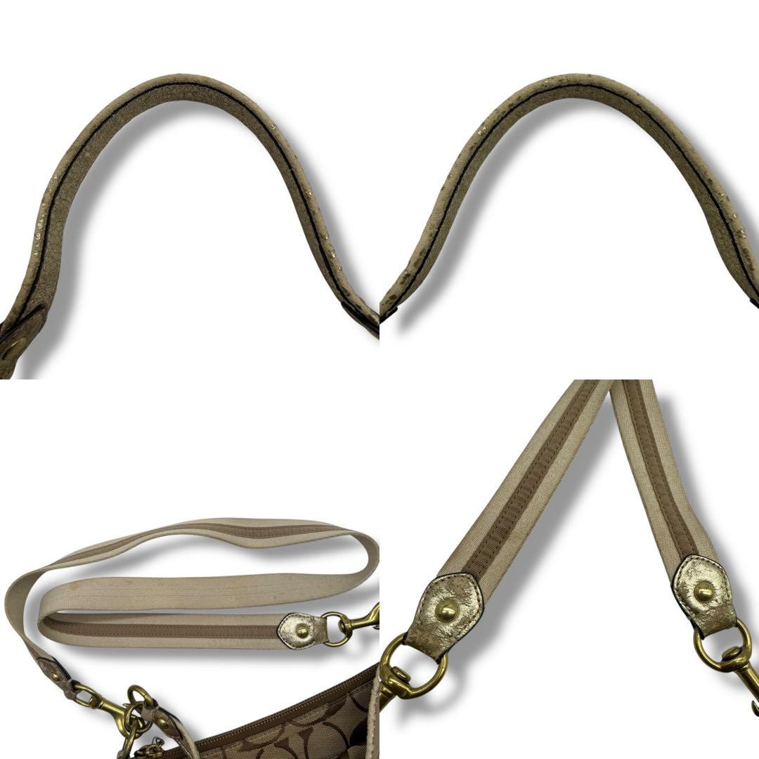 COACH Shoulder Bag Purse 2way Turn Lock Gold Brown Authentic
