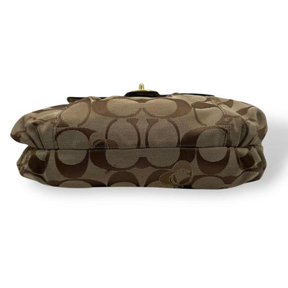 COACH Shoulder Bag Purse 2way Turn Lock Gold Brown Authentic