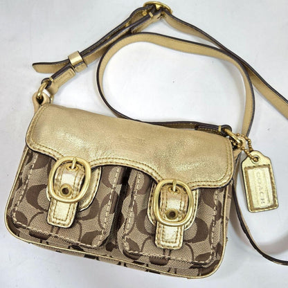 COACH Shoulder Bag Purse Signature Canvas Leather Authentic