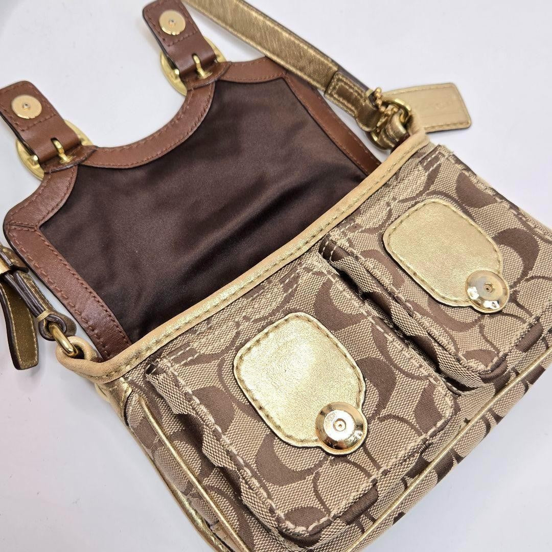 COACH Shoulder Bag Purse Signature Canvas Leather Authentic