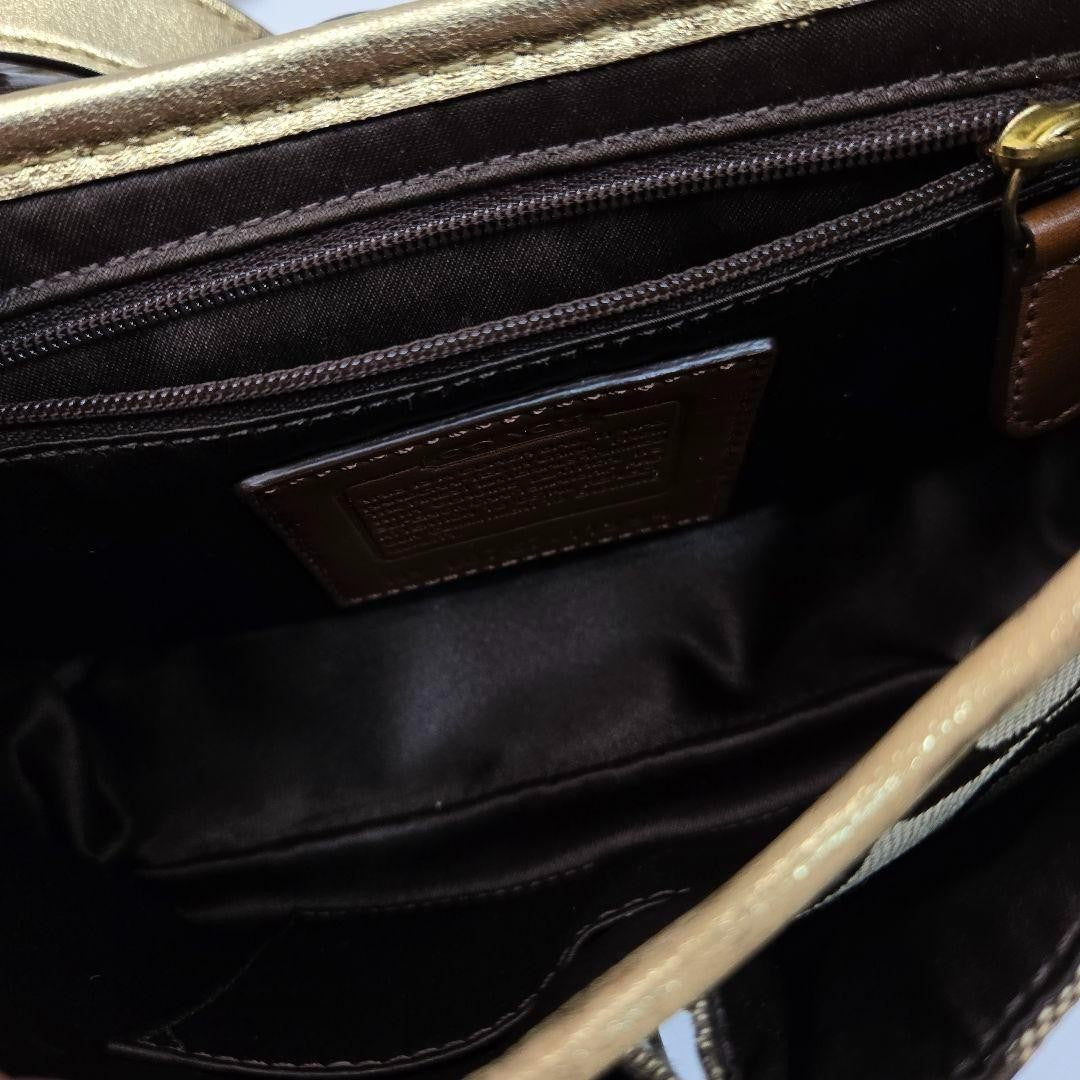 COACH Shoulder Bag Purse Signature Canvas Leather Authentic