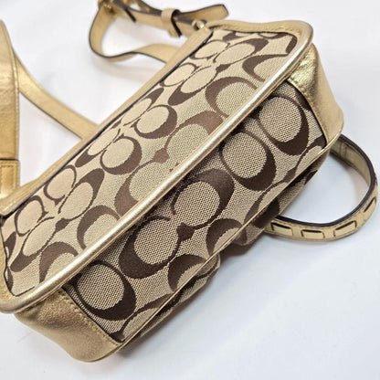 COACH Shoulder Bag Purse Signature Canvas Leather Authentic