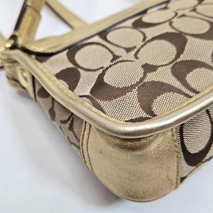 COACH Shoulder Bag Purse Signature Canvas Leather Authentic