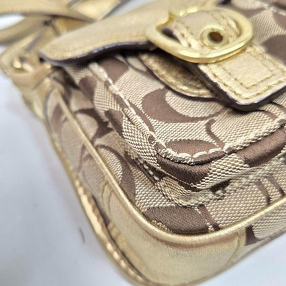COACH Shoulder Bag Purse Signature Canvas Leather Authentic