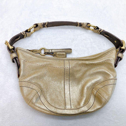 COACH Accessory Pouch Hand Bag Tote Purse 3685 Champagne Gold Authentic