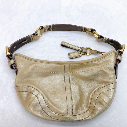 COACH Accessory Pouch Hand Bag Tote Purse 3685 Champagne Gold Authentic