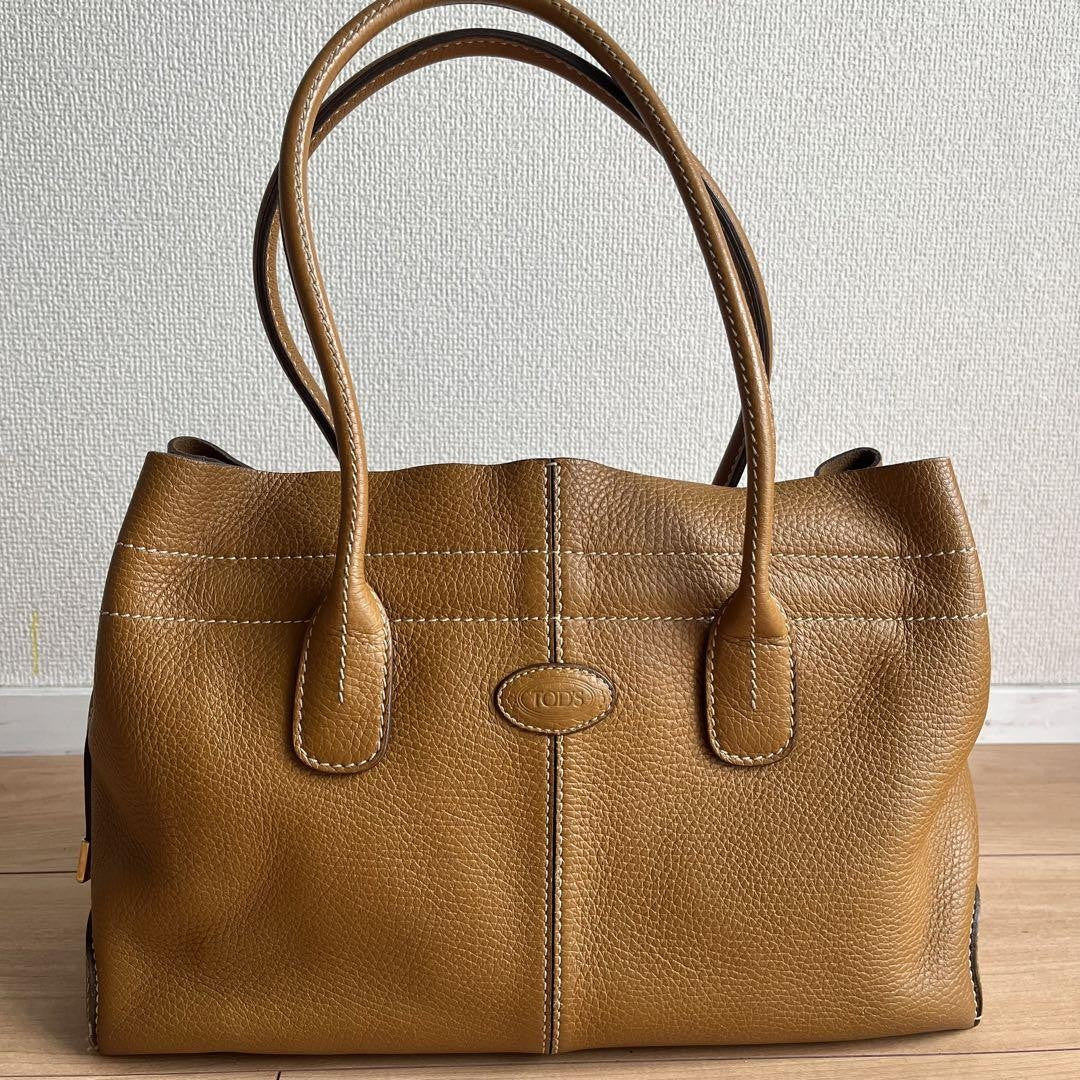 TOD'S Hand Bag Tote Purse D Bag Leather Brown Authentic