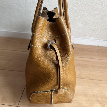 TOD'S Hand Bag Tote Purse D Bag Leather Brown Authentic