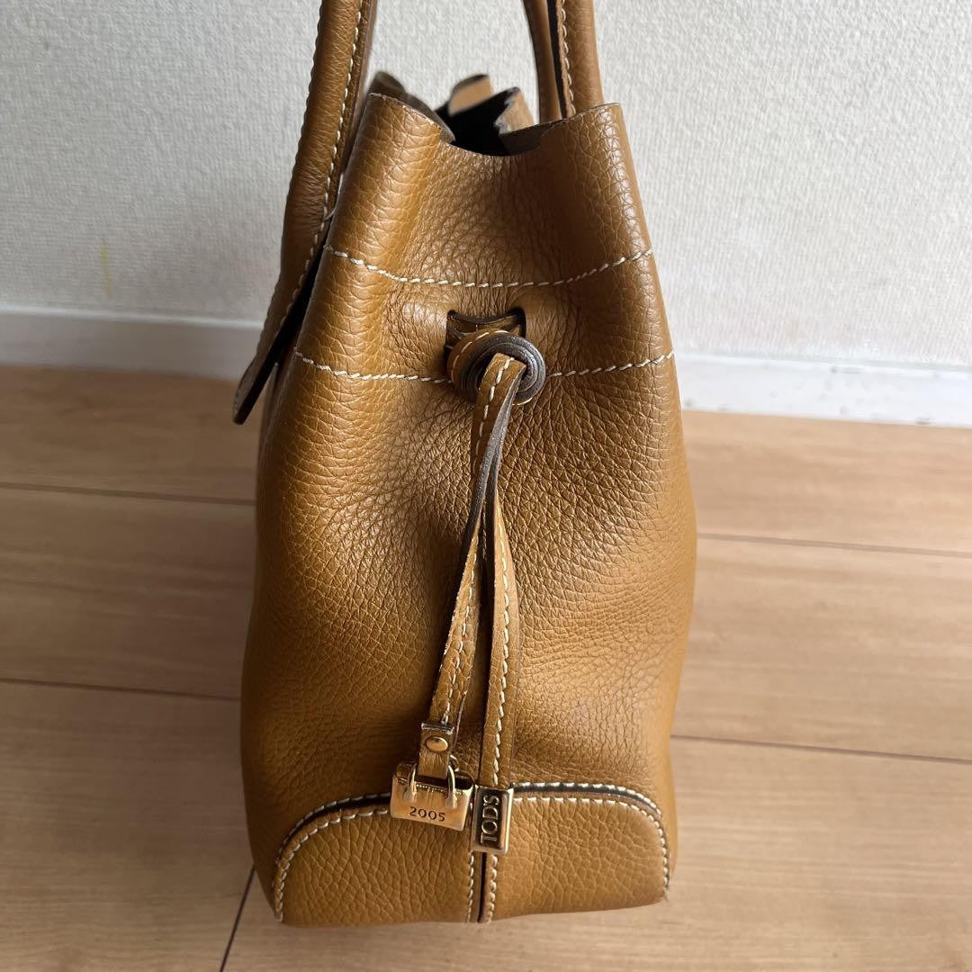 TOD'S Hand Bag Tote Purse D Bag Leather Brown Authentic