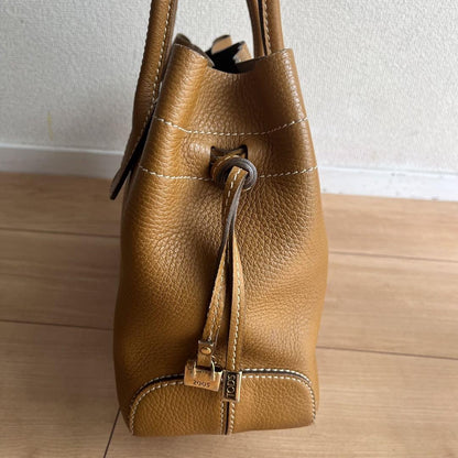 TOD'S Hand Bag Tote Purse D Bag Leather Brown Authentic
