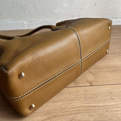TOD'S Hand Bag Tote Purse D Bag Leather Brown Authentic