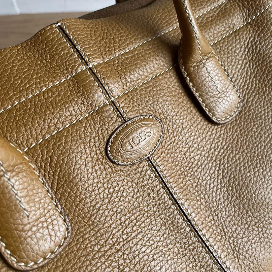 TOD'S Hand Bag Tote Purse D Bag Leather Brown Authentic