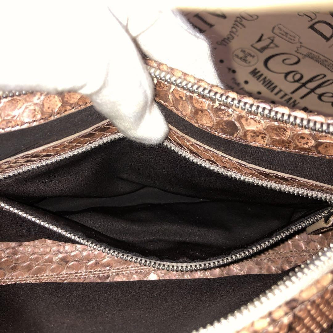 TOD'S Hand Shoulder Bag Tote Purse Accessory Pouch Leather Bronze Authentic