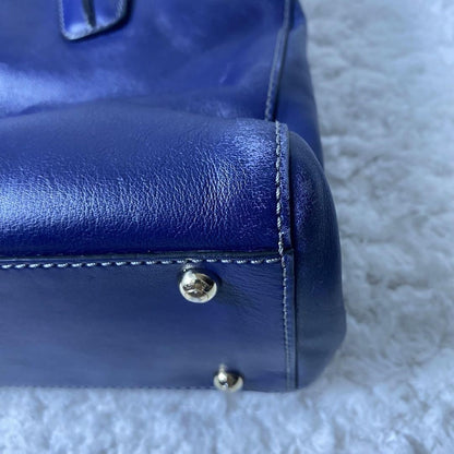 TOD'S Hand Shoulder Bag Tote Purse 2way D Bag Leather Blue Authentic