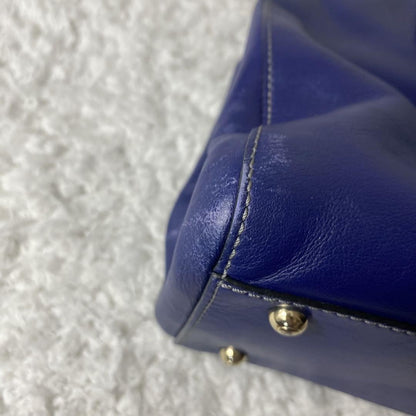 TOD'S Hand Shoulder Bag Tote Purse 2way D Bag Leather Blue Authentic