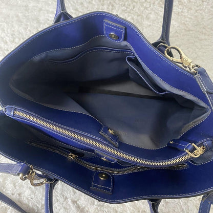 TOD'S Hand Shoulder Bag Tote Purse 2way D Bag Leather Blue Authentic