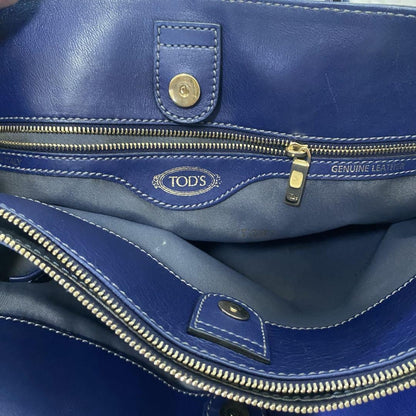 TOD'S Hand Shoulder Bag Tote Purse 2way D Bag Leather Blue Authentic