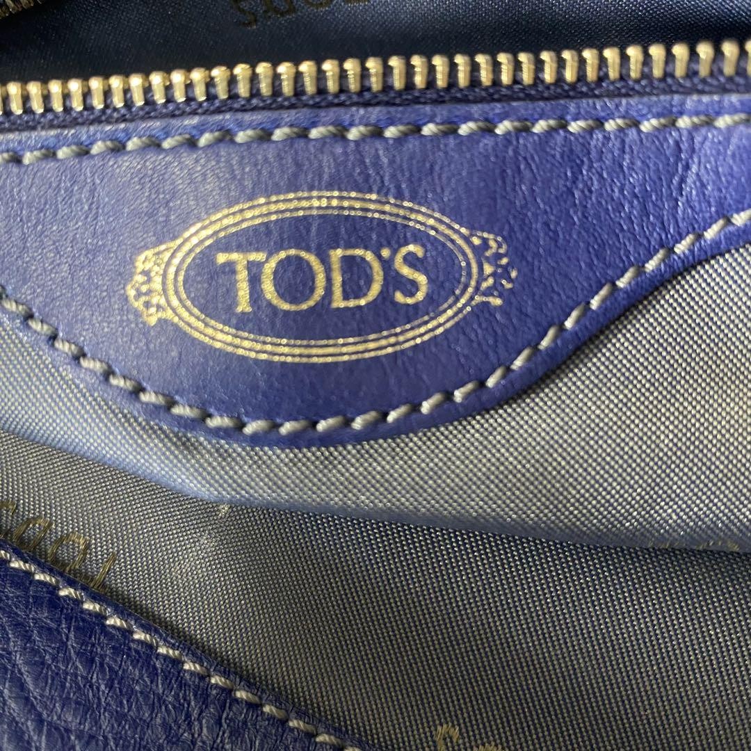 TOD'S Hand Shoulder Bag Tote Purse 2way D Bag Leather Blue Authentic
