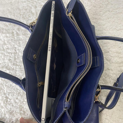 TOD'S Hand Shoulder Bag Tote Purse 2way D Bag Leather Blue Authentic