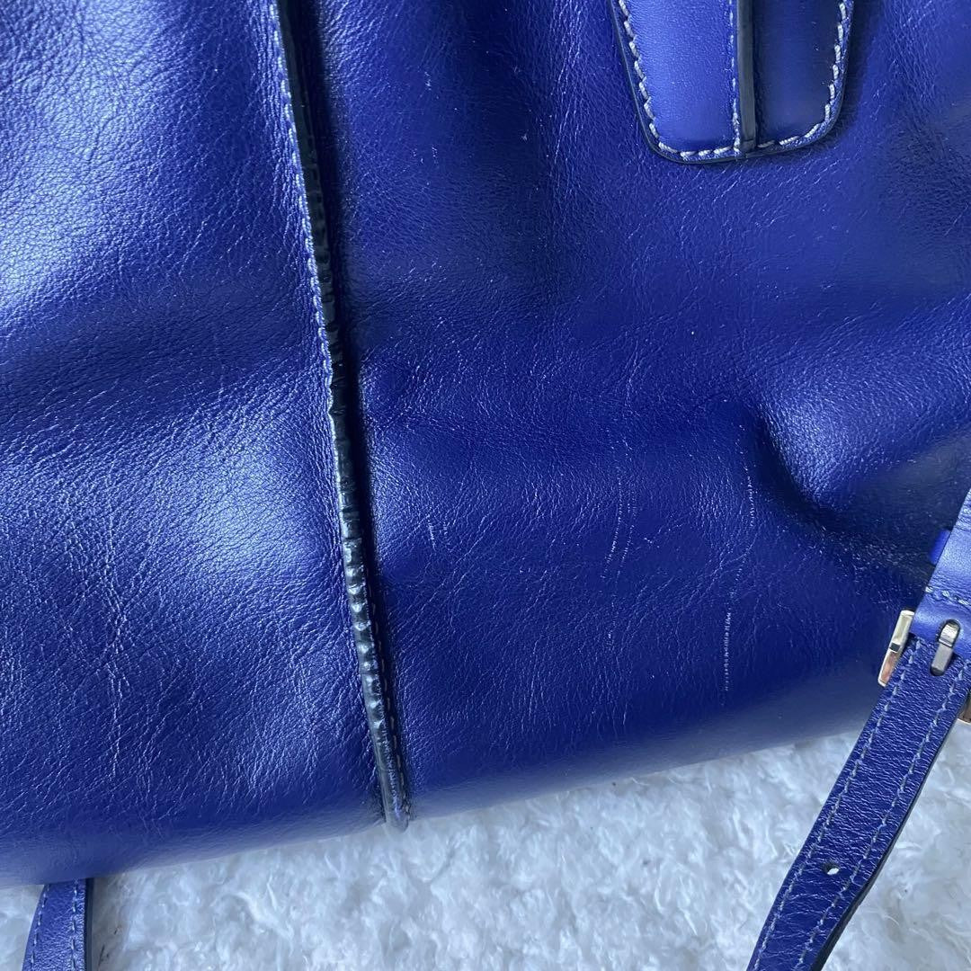 TOD'S Hand Shoulder Bag Tote Purse 2way D Bag Leather Blue Authentic