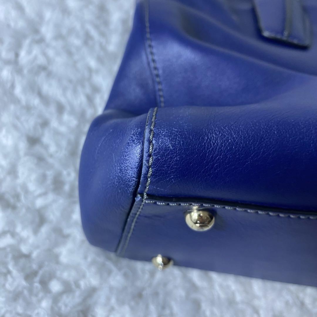 TOD'S Hand Shoulder Bag Tote Purse 2way D Bag Leather Blue Authentic