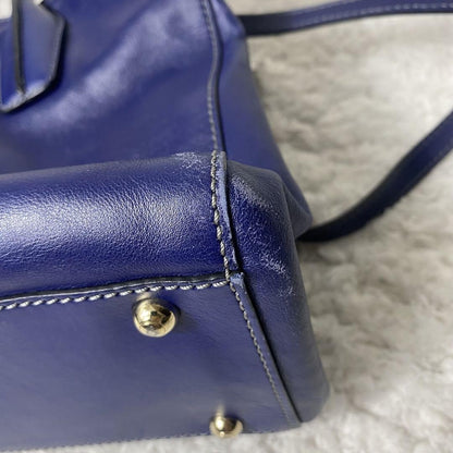 TOD'S Hand Shoulder Bag Tote Purse 2way D Bag Leather Blue Authentic