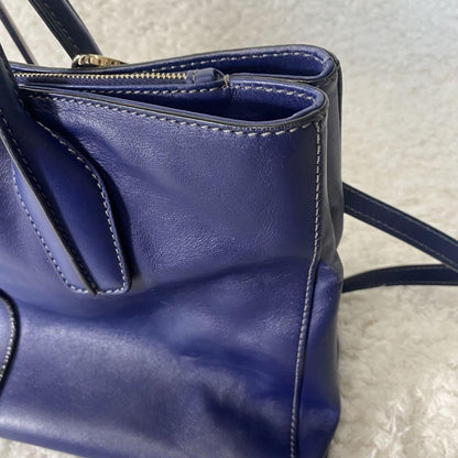 TOD'S Hand Shoulder Bag Tote Purse 2way D Bag Leather Blue Authentic