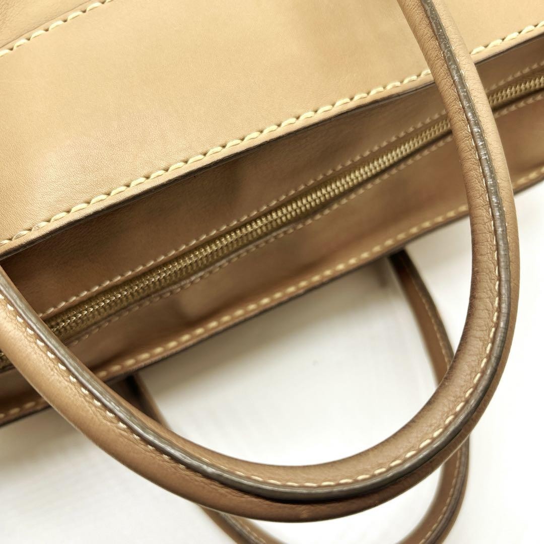 TOD'S Hand Shoulder Bag Tote Purse 2way D Bag Leather Camel Beige Authentic
