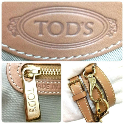 TOD'S Hand Shoulder Bag Tote Purse 2way D Bag Leather Camel Beige Authentic
