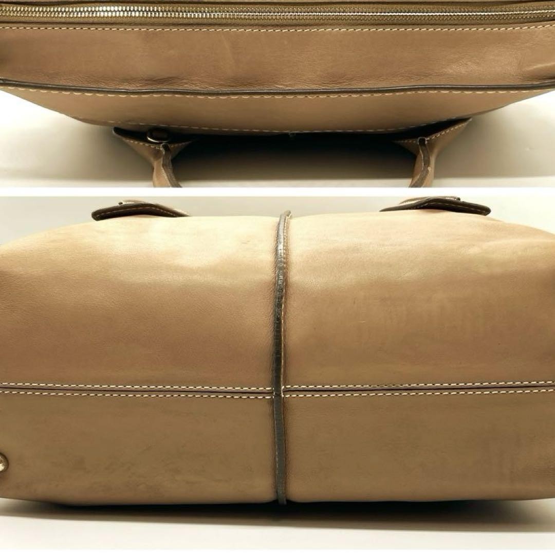 TOD'S Hand Shoulder Bag Tote Purse 2way D Bag Leather Camel Beige Authentic