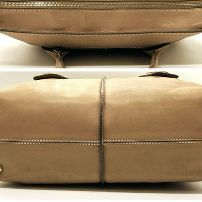 TOD'S Hand Shoulder Bag Tote Purse 2way D Bag Leather Camel Beige Authentic