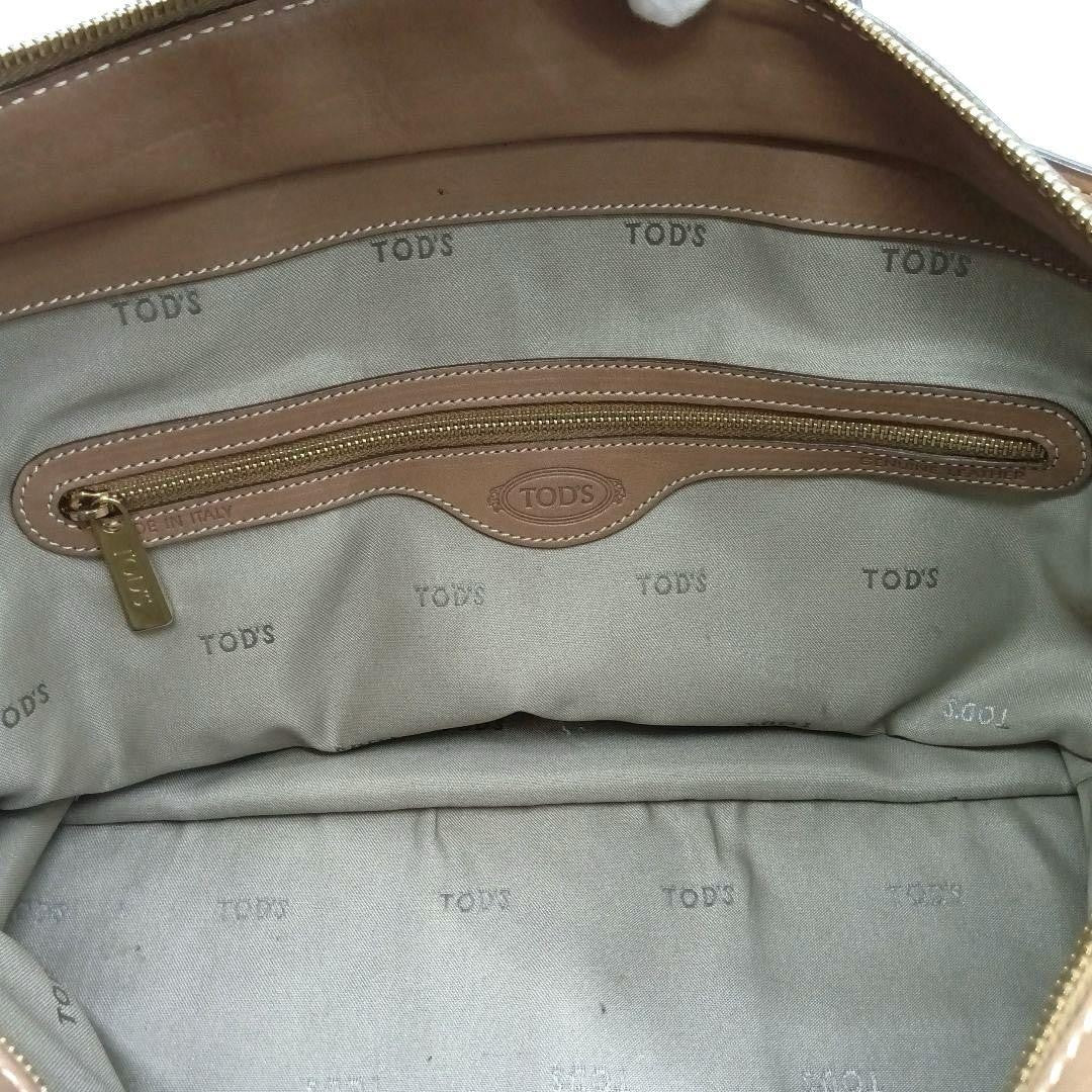 TOD'S Hand Shoulder Bag Tote Purse 2way D Bag Leather Camel Beige Authentic