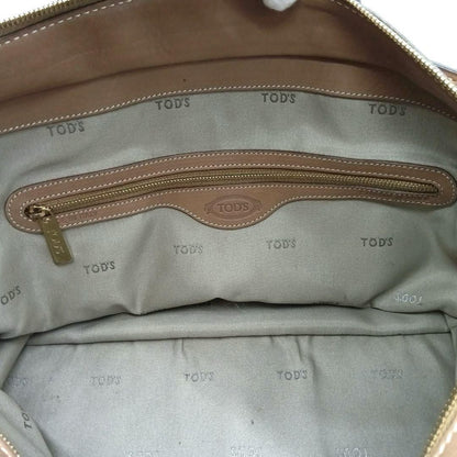 TOD'S Hand Shoulder Bag Tote Purse 2way D Bag Leather Camel Beige Authentic