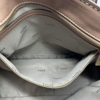 TOD'S Hand Shoulder Bag Tote Purse 2way D Bag Leather Camel Beige Authentic