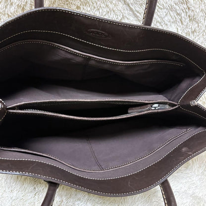 TOD'S Hand Bag Tote Purse Business Bag Leather Brown Black Authentic